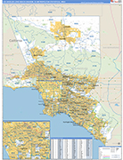 Los Angeles-Long Beach-Anaheim Metro Area Wall Map Basic Style
